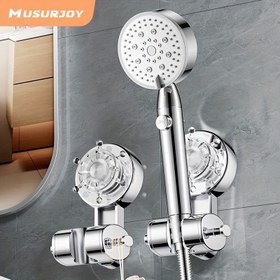 Resim Musurjoy 1 Adet Gümüş Banyo Vantuz Başlığı Tutacağı, Duvara Monte 360 Derece Dönebilen Duş Başlığı Sabitleme Tabanı, Dümen Şekilli Tasarım Duş Başlığı Tutacağı, Delme Gerektirmez, Duvara Montaj, Sevgililer Günü Paskalya Okula Dönüş Sezonu Hediyesi 