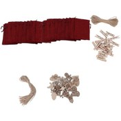 Resim 24 Parça Noel Çantası Noel Advent Takvimi Geri Sayım Kesesi Büzgülü Çanta Çuval Askılı Klipsli 