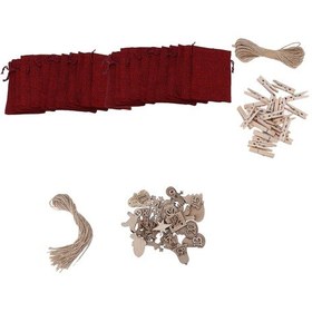 Resim 24 Parça Noel Çantası Noel Advent Takvimi Geri Sayım Kesesi Büzgülü Çanta Çuval Askılı Klipsli 