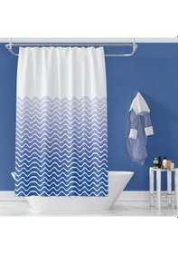 Resim Banyo Perdesi 1x100x200 Tek Kanat Duş Perdesi Halka Duşakabin Perdesi 1870 Mavi 