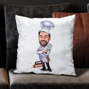Resim Yemeklerin Ustası Karikatürlü Yastık 
