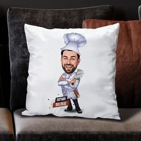 Resim Yemeklerin Ustası Karikatürlü Yastık 