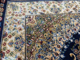 Resim Blue Traditional Turkish Runner Silk Carpet 2x5ft (60x150cm) - Luxury Hallway Rug 