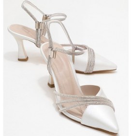 Resim Luvishoes Luvi Shoes Lavıe Sedef Cilt Şerit Taşlı Kadın Abiye Ayakkabı Sedef 