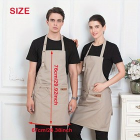 Resim 1 adet Ayarlanabilir %100 Polyester Erkek ve Kadınlar İçin Şef Önlüğü - Nefes Alabilir, Rahat İş Önlüğü, 2 Cep, Bej ve Siyah Tasarım, Mutfak, Pişirme, Fırın, Bahçe, Barbekü, Kahve Dükkanı, Güzellik Stüdyosu, Restoran, Çok Yönlü Önlük | Profesyonel Önlük | Dayanıklı Önlük 