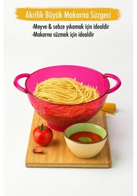 Resim Akrilik Pembe Makarna Süzgeçi & Sebze Meyve Süzgeçi Çok Renkli 