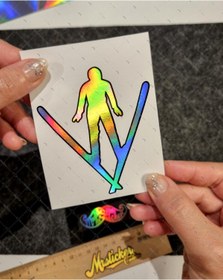 Resim Bay Etiket HLG65 Hologram Kayak Yapan Adam Silueti Etiketi 