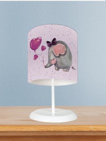 Resim Mekta Home Bebek Ve Çocuk Odası Mor Fil Desenli Abajur 