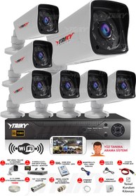 Resim TAIKY 7 Kameralı 5mp Sony Lensli Fullhd 1080p Yüz Tanıma Wıfı Güvenlik Kamera Sistemi W-f598-500 