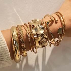 Resim 10'lu Moda Çok Yönlü Yaşlı Para Tarzı Düzensiz Geometrik Dalga Düğüm Kadın Bileklik Seti Günlük Kullanım, Partiler, Tatiller, Tatil Kombinleri ve Tatil Hediyeleri için 