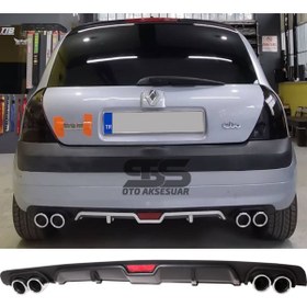 Resim STS Oto Aksesuar Renault Clio 2 Hb Difüzör Arka Tampon Eki 4 Egzoz Çıkışlı Siyah 