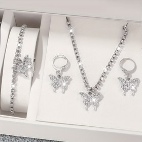 Resim 4 adet Kelebek Takı Seti - Kadınlar için Vintage Boho Tarzı | Arkadaşlar ve Aileler için Mükemmel Hediye ve Günlük Kullanım 