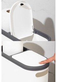 Resim Porsima M-325 Çöp Kutusu Banyo Mutfak Çöp Kovası Kapaklı Banyo Çöp Kovası 10lt Beyaz 