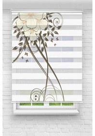 Resim Perdecizade Enxboy Beyaz Çiçek Dijital Baskılı Zebra Perde-cocuk Odası-stor Perde Renkli 