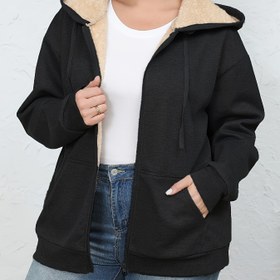 Resim Kadınların Rahat Kış Kapüşonlu Ceketi - Sonbahar/Kış İçin Günlük Gri Fermuarlı Mont, Uzun Kollu, Düğmeli Ön, Bol Kesim, Sıcak ve Şık Dış Giyim, Günlük Giyim Ceketi | Kapüşonlu Kazak | Fermuarlı Ceket 