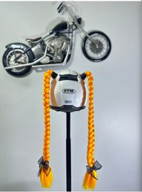 Resim Motor & Motosiklet Çift Turuncu Örgü Saç Kask Dış Aksesuarı Diğer 