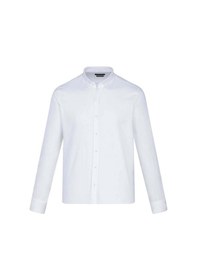 Resim Beyaz Comfort Fit 100% Pamuk Düğmeli Yaka Uzun Kollu Casual Gömlek 4111993 
