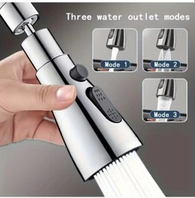 Resim Krom 3 Fonksiyonlu 360 Derece Döner Musluk Lavabo Başlığı 