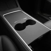 Resim Hightower Tesla Model 3 2021-2023 Model Y 2021-2024 Siyah Pu Deri Konsol Kaplama Seti Çizilmeye Dayanıklı 