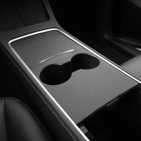 Resim Hightower Tesla Model 3 2021-2023 Model Y 2021-2024 Siyah Pu Deri Konsol Kaplama Seti Çizilmeye Dayanıklı 