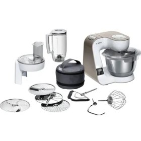 Resim Bosch MUM5XW20 1000 W Mutfak Robotu – 3.9 L Paslanmaz Çelik Hazne, 3D Karıştırma, Entegre Tartı ve Zamanlayıcı, Beyaz 