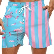 Resim Erkek Yazlık Plaj Şortları - Günlük, Esnemez Polyester & Spandex Karışımı, Dijital Baskılı, Makinede Yıkanabilir, Kısa Pantolon, Dış Mekan, Yaz, Plaj 