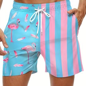 Resim Erkek Yazlık Plaj Şortları - Günlük, Esnemez Polyester & Spandex Karışımı, Dijital Baskılı, Makinede Yıkanabilir, Kısa Pantolon, Dış Mekan, Yaz, Plaj 