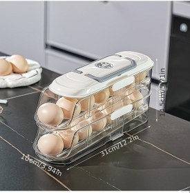 Resim Tongdashop Tek Sıra 2 Katmanlı Otomatik Fıfo Sistemli Çıkarılabilir Raf Kapaklı Yumurta Saklama Organizatörü 