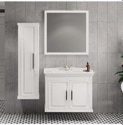 Resim Denko Albatros 80 Cm Mdf Beyaz Banyo Dolabı Takımı + Boy Dolabı Beyaz 