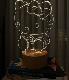 Resim BY-LAMP Hello Kitty Çocuk Odası Hediyesi 3 Boyutlu Led Masa Lambası Çocuk Odası Gece Lambası | 7 Işık Rengi 