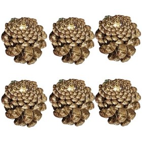 Resim 6 Adet Yılbaşı Çam Ağacı Gold Kozalak Süs Yeni Yıl Çam Ağacı 