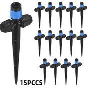 Resim 15 Adet Damlalı Sulama Fıskiye Uçları, 1/4 İnç Hortum İçin Uygun, Ayarlanabilir Akış Hızlı Çift Başlı Damlatıcılar, Sütun Montajlı Mikro Damlalık Emiciler ile Sulama Sistemleri 