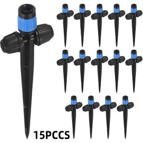 Resim 15 Adet Damlalı Sulama Fıskiye Uçları, 1/4 İnç Hortum İçin Uygun, Ayarlanabilir Akış Hızlı Çift Başlı Damlatıcılar, Sütun Montajlı Mikro Damlalık Emiciler ile Sulama Sistemleri 