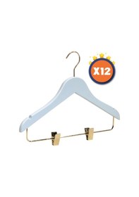 Resim Nyn Ahşap 3-7 Yaş Mandallı Çocuk Askısı Mavi Renk 12 Adet Kahverengi 