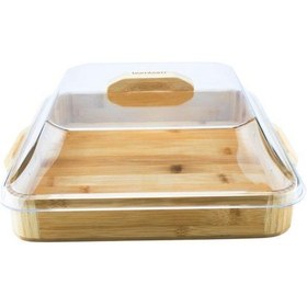 Resim Bambum Modica - Akrilik Kapaklı Bambu Kek Fanusu Kare Küçük Bambu 
