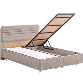 Resim Mila İkili Set, Mila Çift Kişilik Baza Başlık Seti - Açık Kahve 180 x 200 