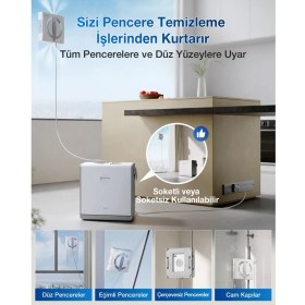 Resim Ecovacs Taşınabilir Bataryalı Akıllı Cam Silme Robotu Üçlü Sprey Teknolojili Düşme Önleyici Sensörlü Çerçevesiz Cam Uyumlu Sessiz Temizlik Makinesi 