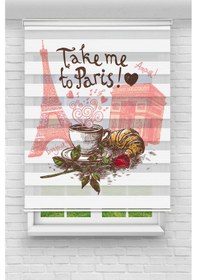 Resim Perdecizade Enxboy Kahve Ve Eyfel Dijital Baskılı Zebra Perde-cocuk Odası-stor Perde Renkli 