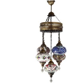 Resim Dekoratif MOZAİK SARKIT AVİZE RENKLİ TAVAN LAMBASI 5 Lİ BÜYÜK BOY 