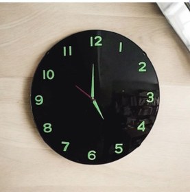 Resim Fosforlu Bombeli Cam 3d Kabartma Rakam Karanlıkta Parlayan Duvar Saati Çap 30 Cm Siyah 