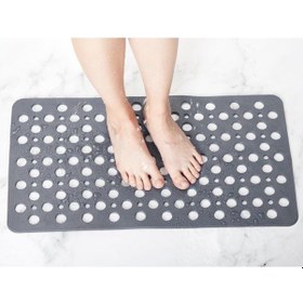 Resim Vantuzlu Banyo Ve Duş Kaydırmazı Dikdörtgen, Duşakabin Küvet İçi Vantuzlu Banyo Paspası Gri 