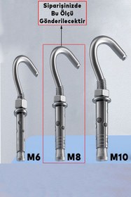 Resim Badem10 Kancalı Çelik Dübel Salıncak Boks Torbası Avize İçin Gömlekli Açık Ağız Kanca M8 