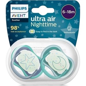 Resim Philips Avent Ultra Air Night Karanlıkta Parlar Gece Emziği 6-18 Ay Erkek Scf376/13 