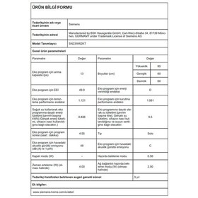 Resim Siemens Sn23ıw62kt 6 Programlı 13 Kişilik Bulaşık Makinesi 
