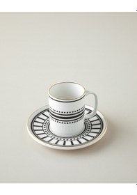Resim English Home White Mirage Bone Porselen 4 Parça 2 Kişilik Kahve Fincan Takımı 90 Ml Siyah-beyaz-gold Siyah-beyaz-gold 