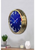 Resim Altın Gold Rengi Metal Çerçeveli Salon Ofis Duvar Saati 40 Cm C39 