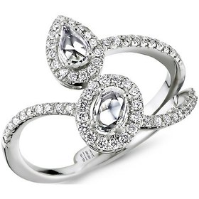 Resim Siramücevherat Elmas Oval Damla Yüzük - Beyaz Altın 