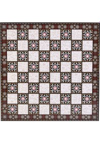 Resim Büyük Boy Metal Osmanlı Bizans Satranç Takımı Antik Ve Katlanır Sedef Desenli Mdf Ahşap Satranç Tahta 43x43 Cm. 