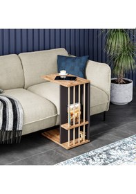 Resim İntergo Tekerlekli Yan Sehpa Koltuk Sehpası C Sehpa Zigon Sehpa Atlantik Çam 