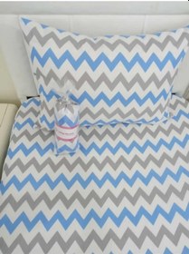 Resim Tek Kişilik Lastikli Çarşaf Takımı - Zikzak Mavi 